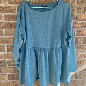 Torrid solid blue drop waist long sleeved cotton shirt size 1